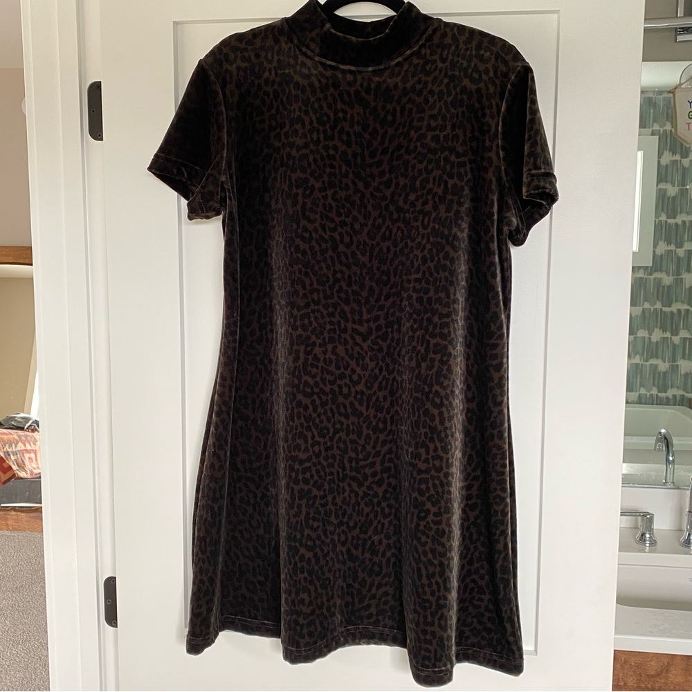 Vintage Dressing Clio Leopard Print Velour Dress Size L